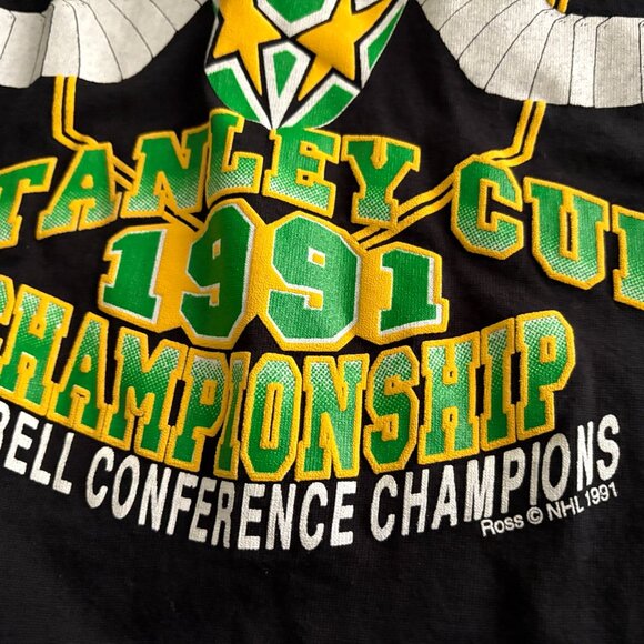 NWOT Vintage 1991 Minnesota North Stars Stanley Cup Fruit of the Loom T Shirt L - Picture 2 of 6